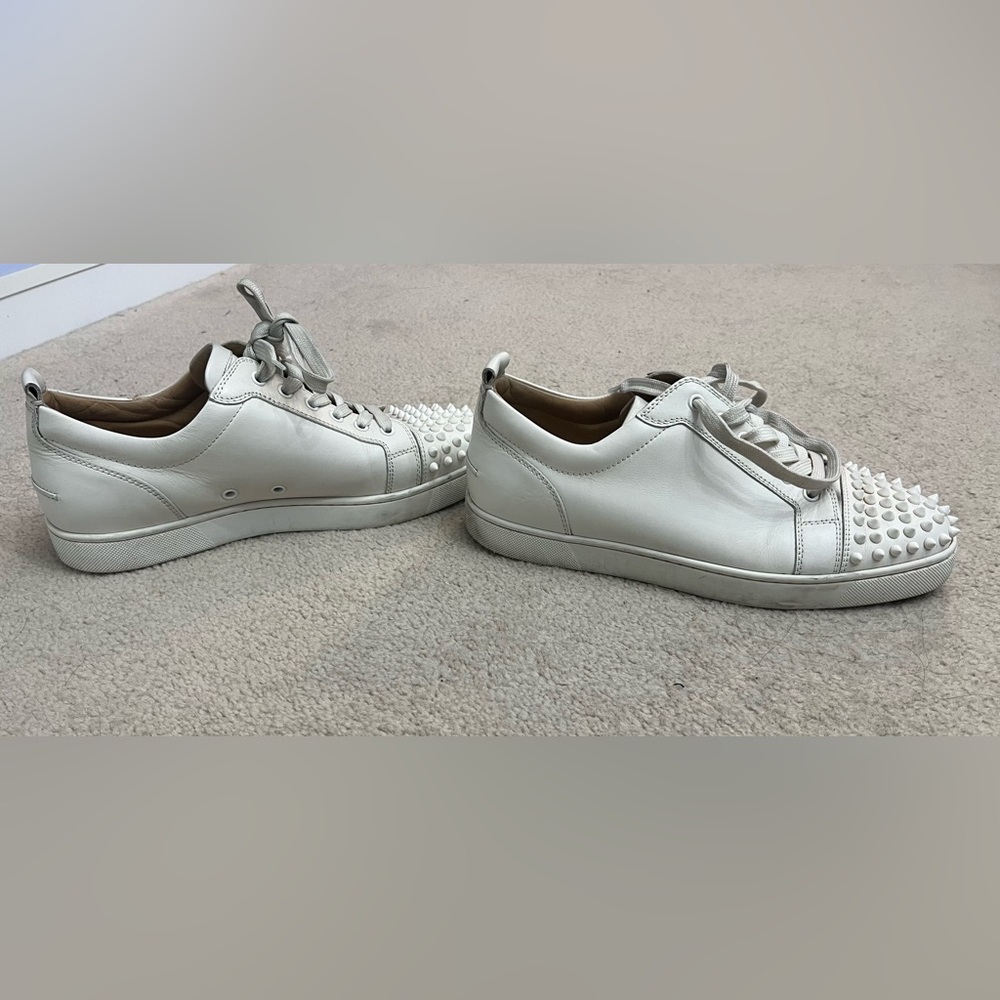 Christian Louboutin White Spiked Sneakers - Picture 3 of 8